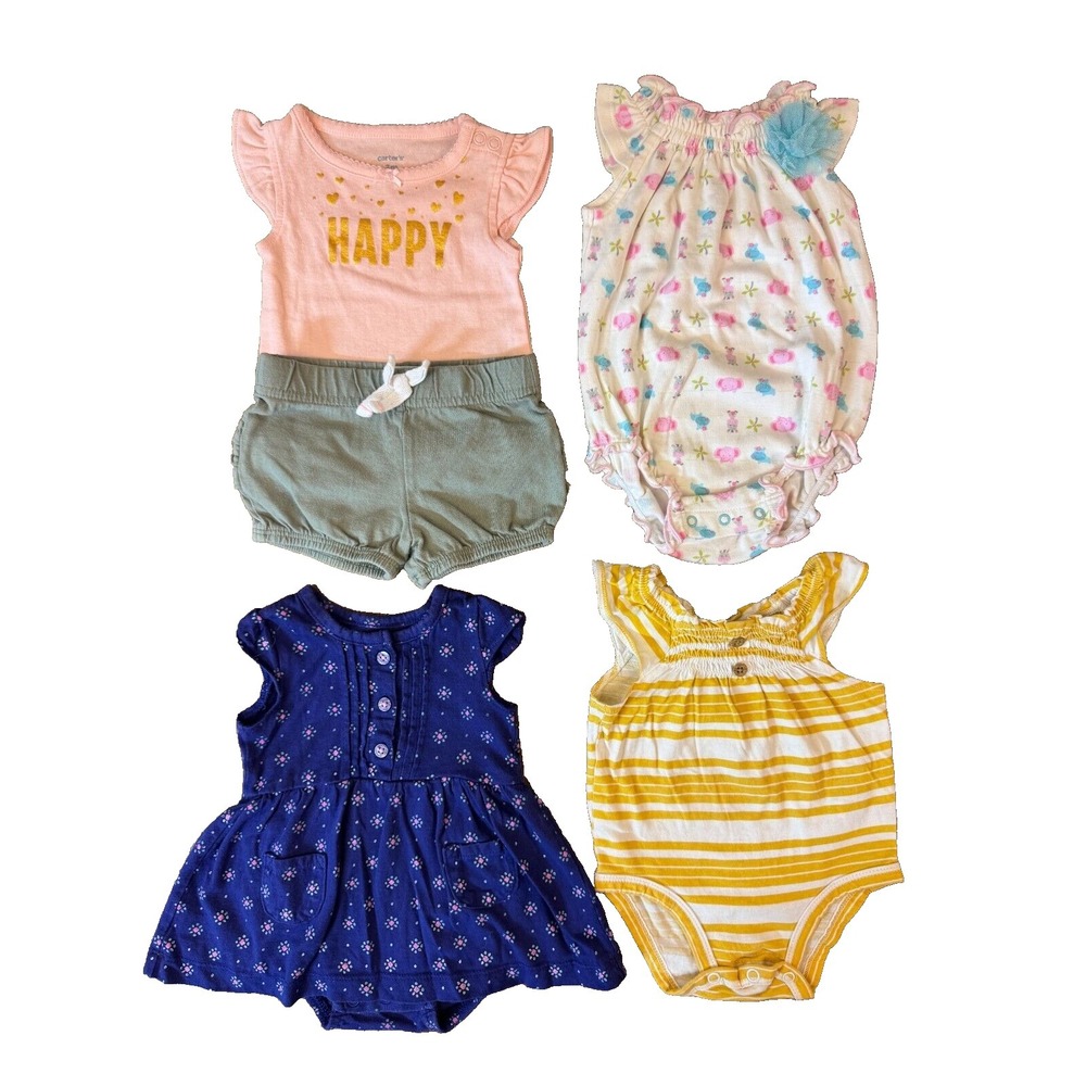 Baby Girl 3 Months Summer Clothes Lot Rompers Shorts Outfits Bundle Happy